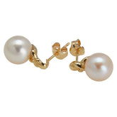 K18YG イエローゴールド アコヤパール8.2~8.3mm スタッドピアス レディース 【中古】